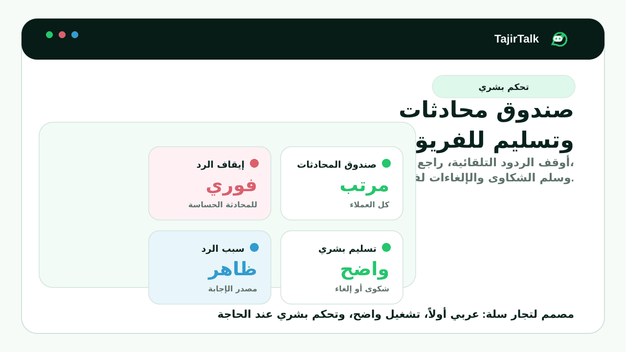 Conversation Inbox inside the TajirTalk dashboard